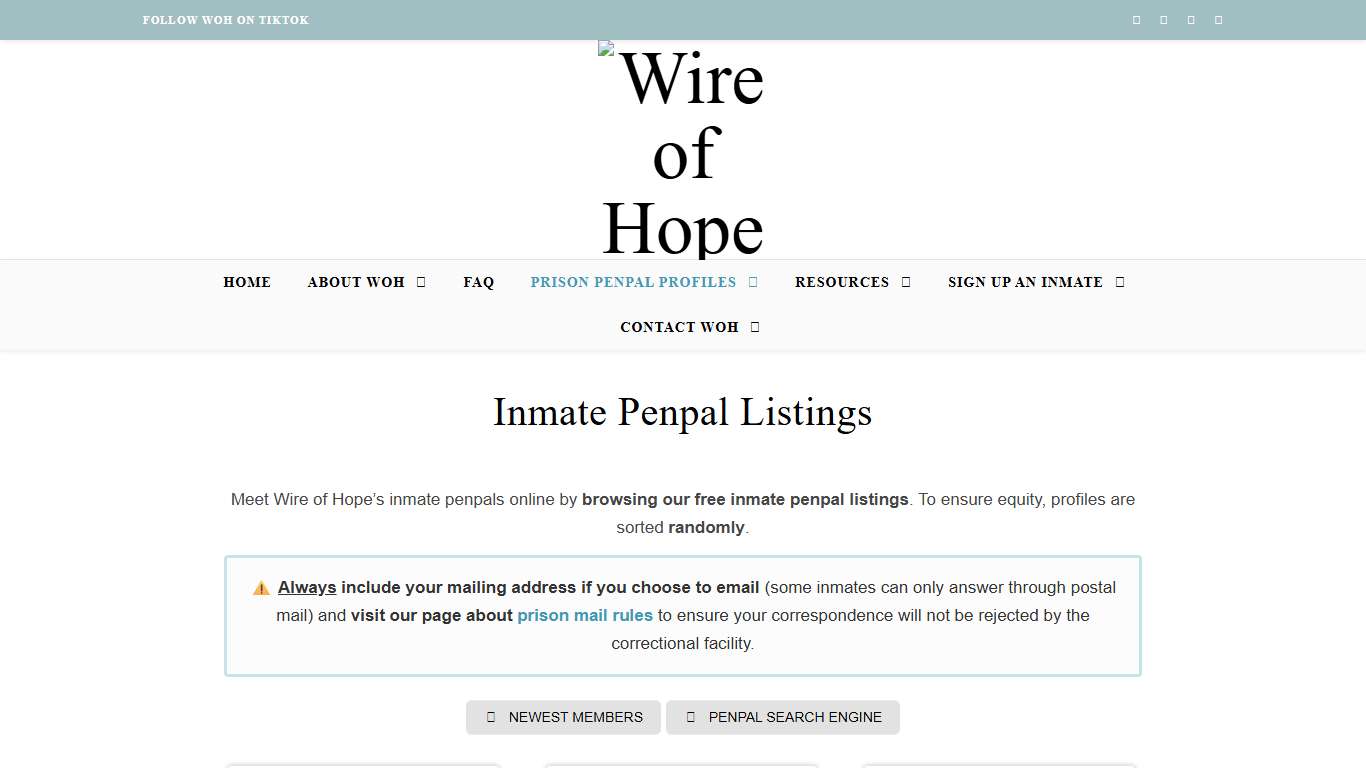Looking to Write to Inmates? Browse our Free Inmate PenPal Listings