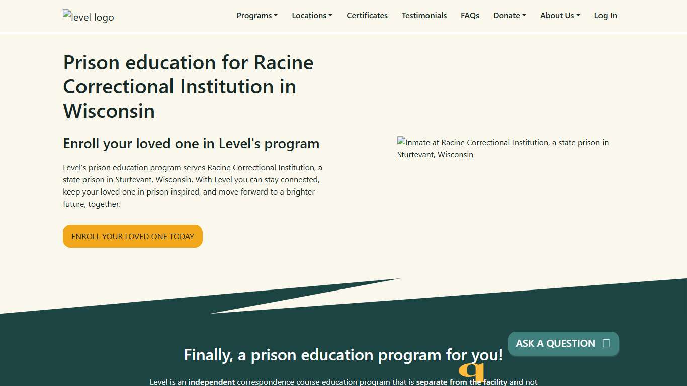 Prison Education For Racine Correctional Institution - Level